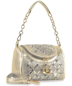 Rhinestone Design Top Flap Petite Handbag BAM-0148 GOLD